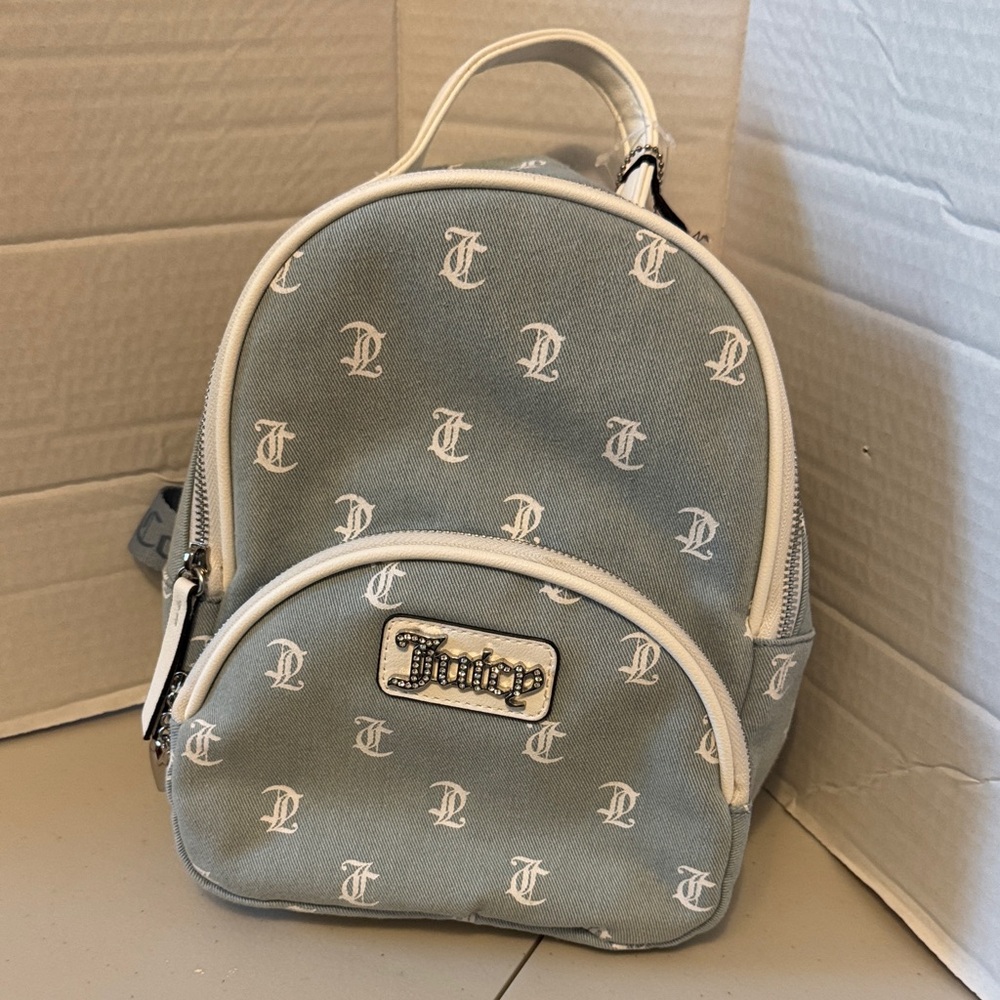 Juicy Couture Gray and White Logo Backpack